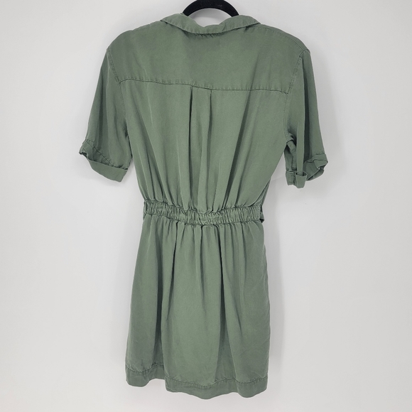 Zara Womens Olive Green Cargo Wrap Short Sleeve Dress Small - Picture 5 of 5